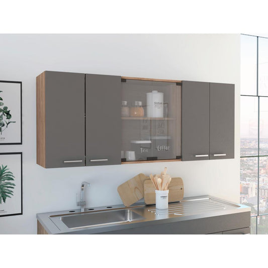 Mueble De Cocina Mural, Miel Y Plomo Seis Puertas
