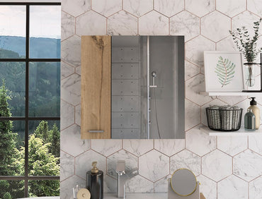 Botiquin Con Espejo Dos Puertas, FM Furniture 015C, Café Claro