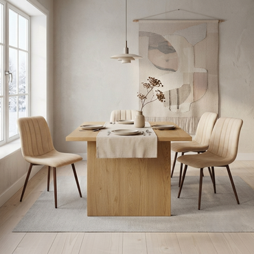Silla de Comedor Positano, Café Claro, con Espaldar y Diseño Moderno