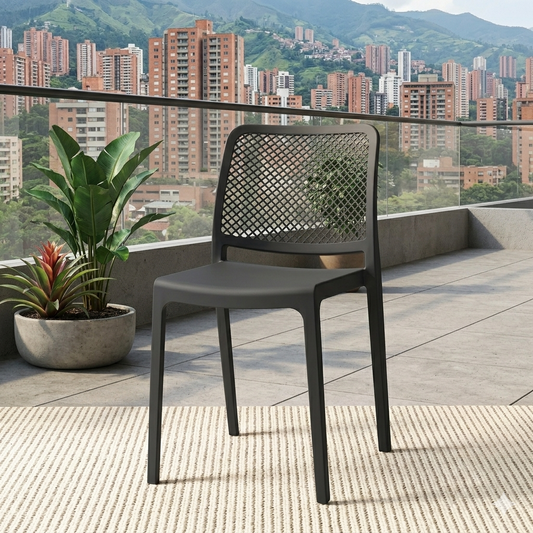 Silla Manhattan, Negro, con Espaldar en Rejilla y Diseño Minimalista