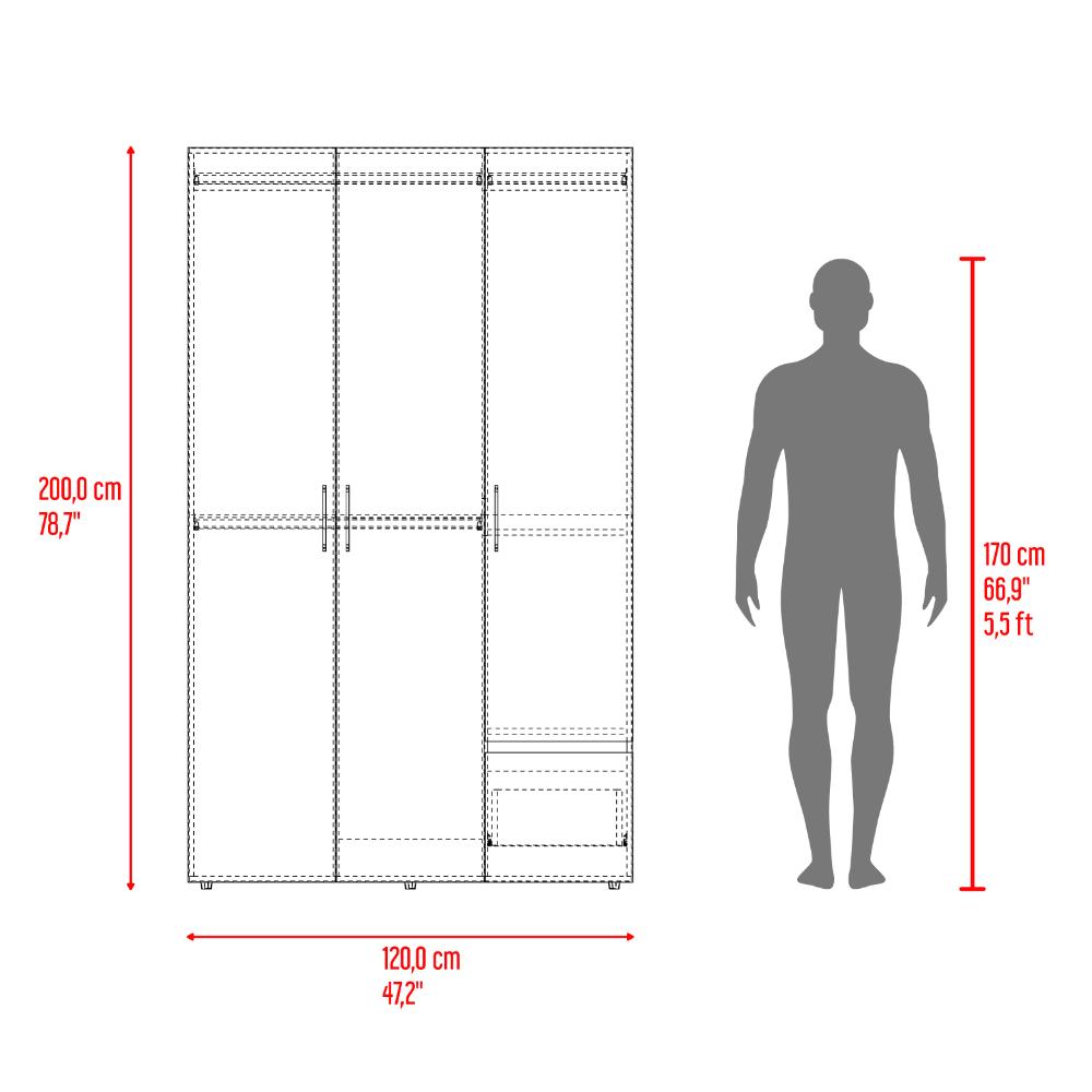 Closet Kenvil, Milan y Wengue, con un cajon y tres puertas