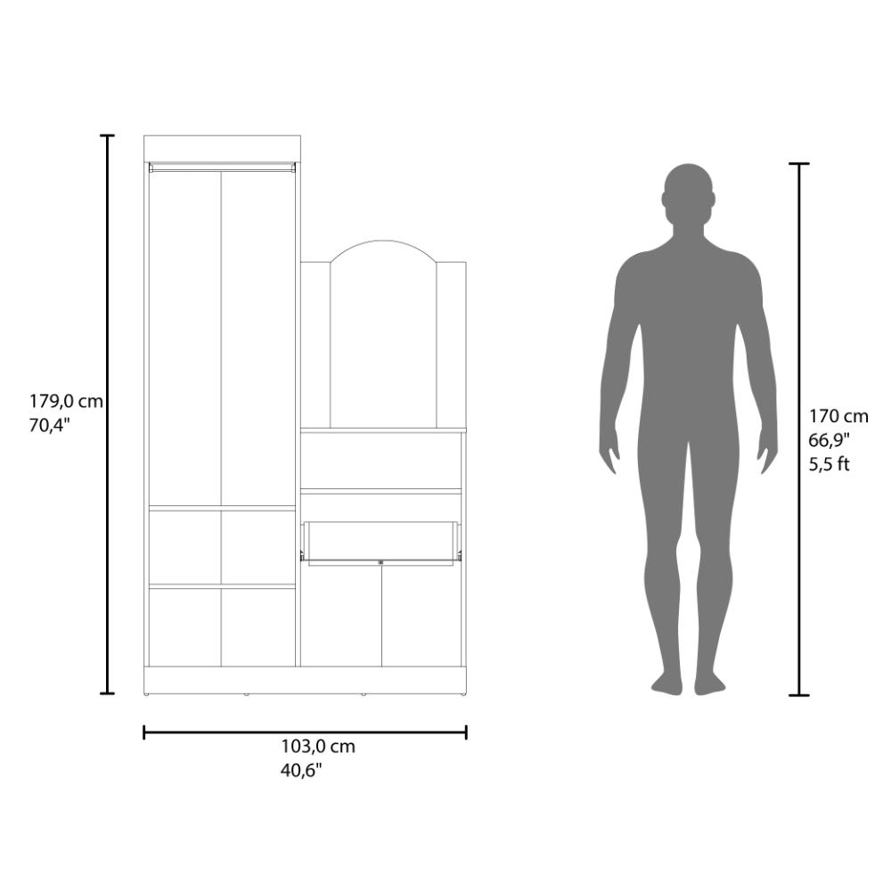 Closet Comoda Praga Tres Puertas Un Cajon, Milan, con diseño moderno incluye Espejo