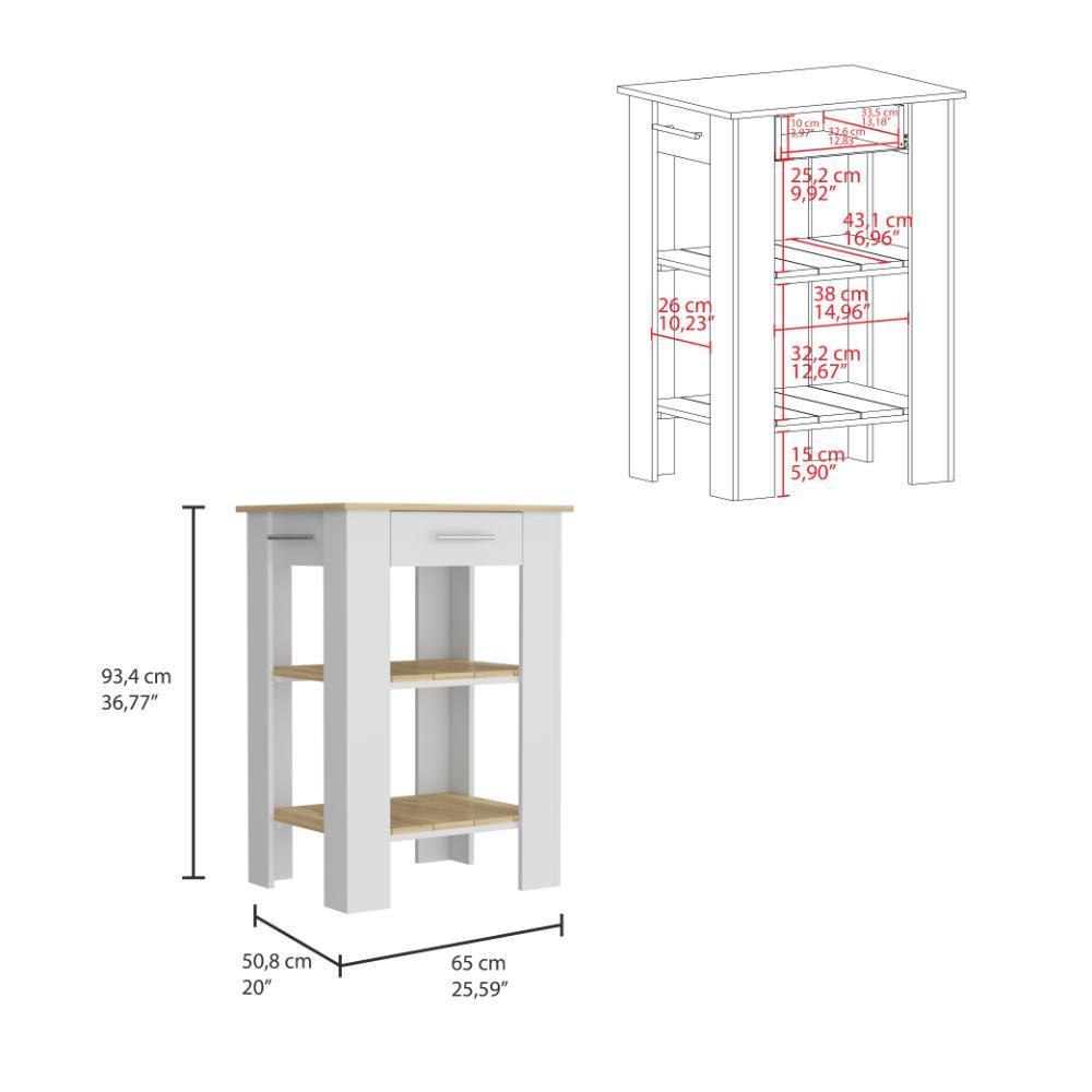 Isla De Cocina Un Cajon, FM Furniture 006B Blanco