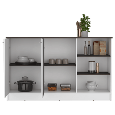 Barra de Cocina Ginger, Blanco y Milan, contiene tres entrepaños para guardar objetos de cocina