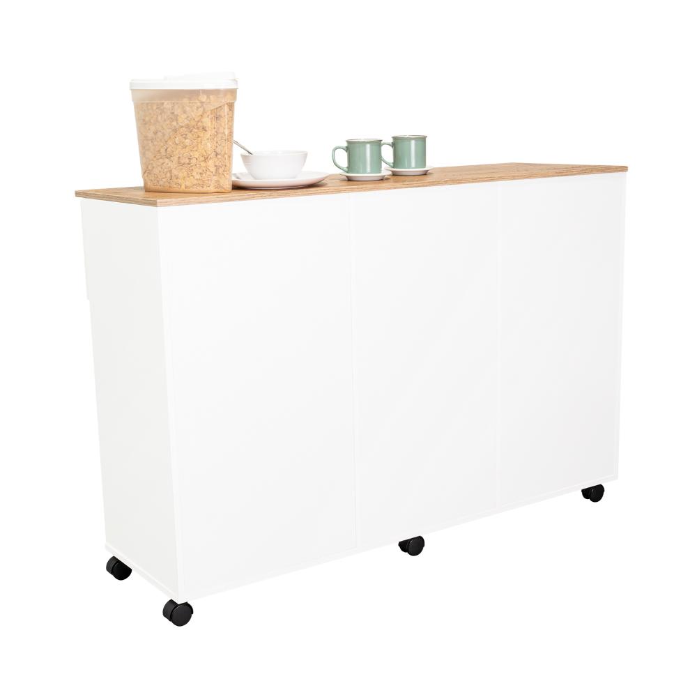 Barra de Cocina Movix, Blanco y Macadamia, con dos entrepaños internos para almacenamiento