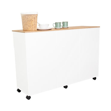 Barra de Cocina Movix, Blanco y Macadamia, con dos entrepaños internos para almacenamiento