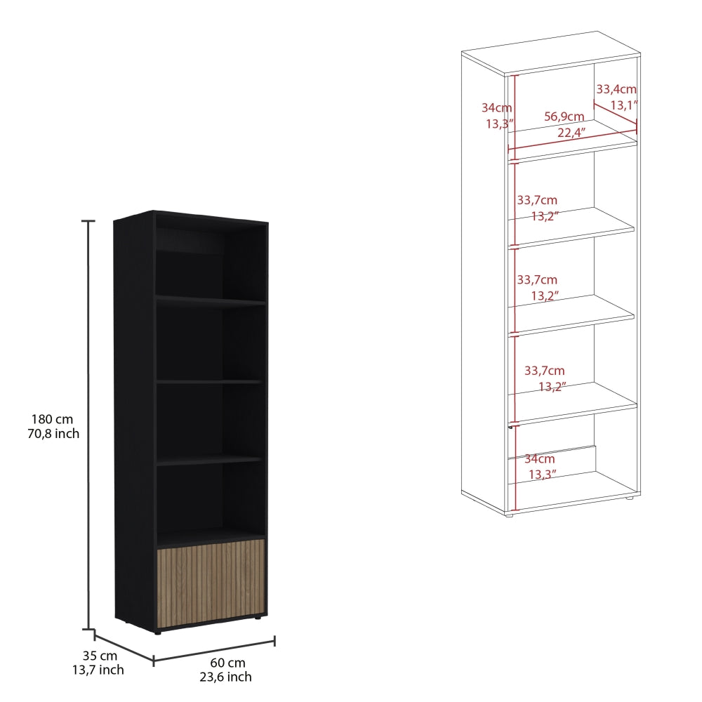 Biblioteca Funes Eco, Wengue, con espacio para ubicar objetos