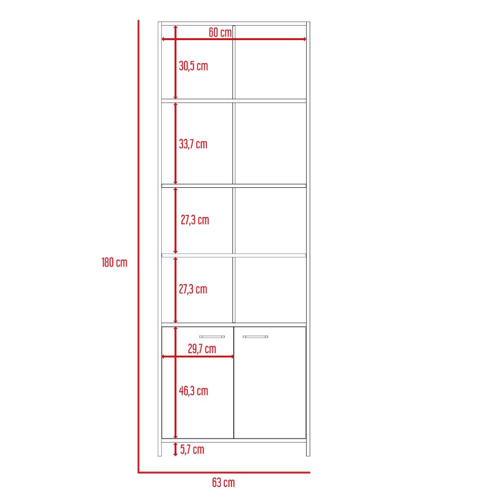 Biblioteca Con Cinco Repisas Y Dos Puertas FM 017B, Blanco