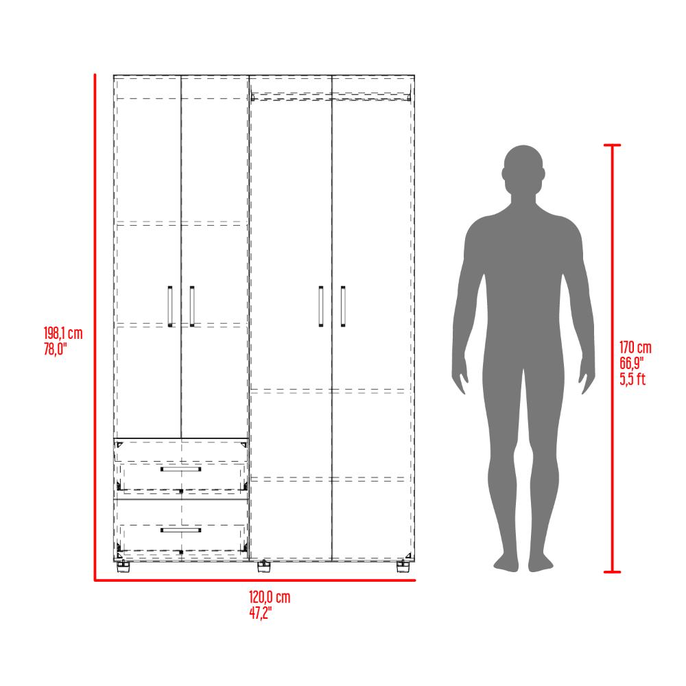 Closet Barin 120, Wengue, con cajones de gran capacidad para su almacenamiento