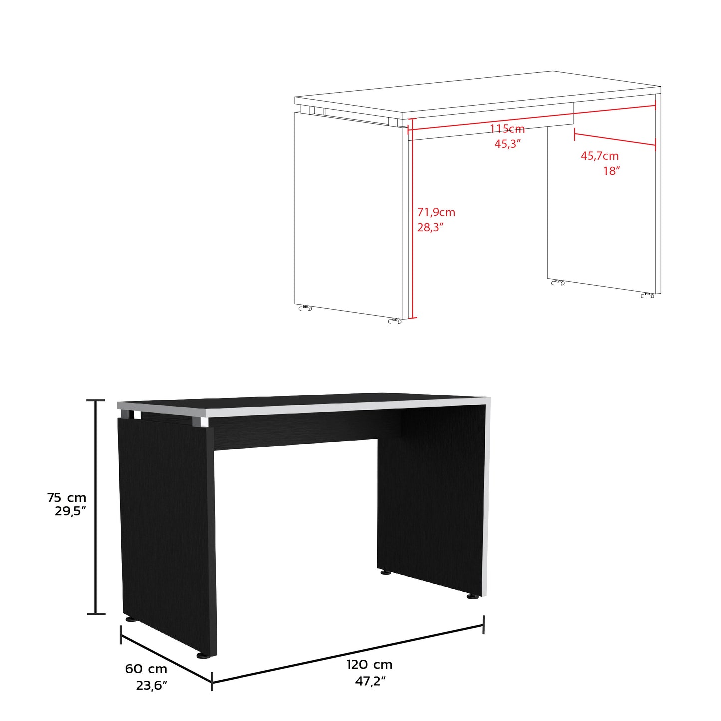 Escritorio Rookie, Blanco y Wengue, amplio espacio de trabajo