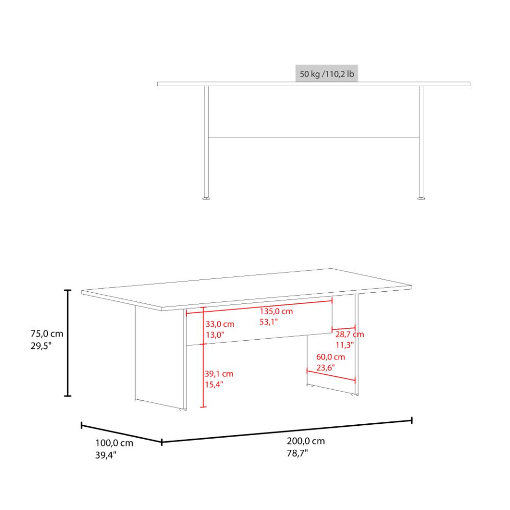 Mesa De Reunion Rectangular M 200 Home Office, Negro Soft y Cartagena