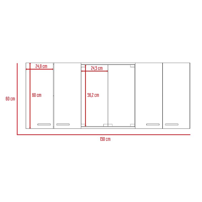 Mueble De Cocina Mural, Wengue Y Blanco Seis Puertas