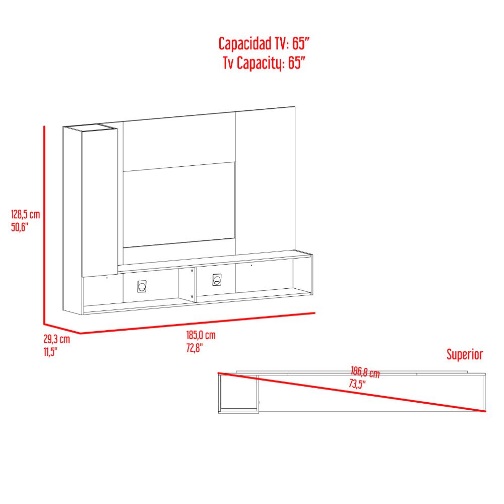 Panel de Tv Beta, Wengue y Mamba con Espacio Para Televisor de Hasta 65"