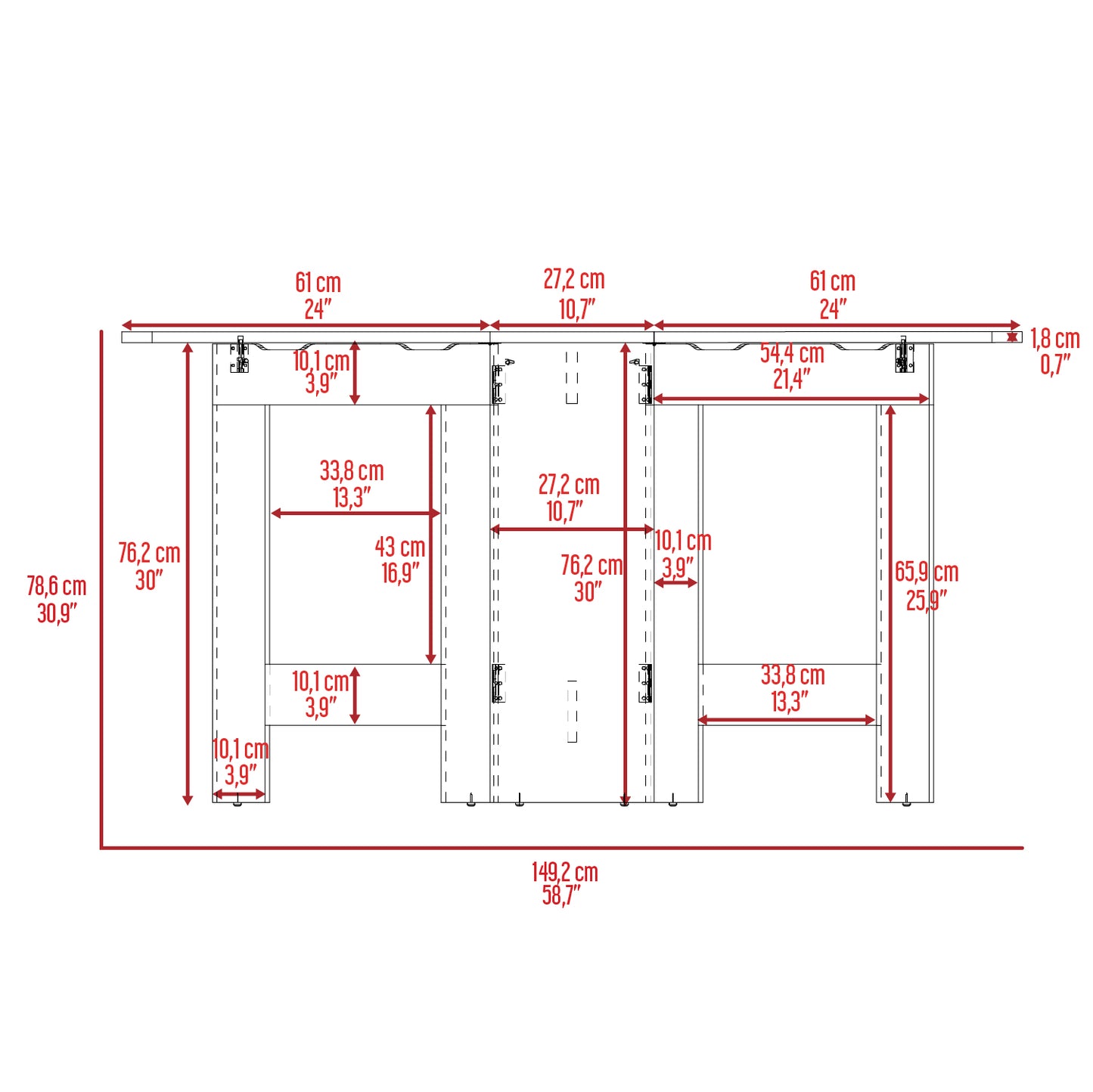 Mesa Abatible, Compact, Wengue y Macadamia, con amplio espacio para colocar objetos