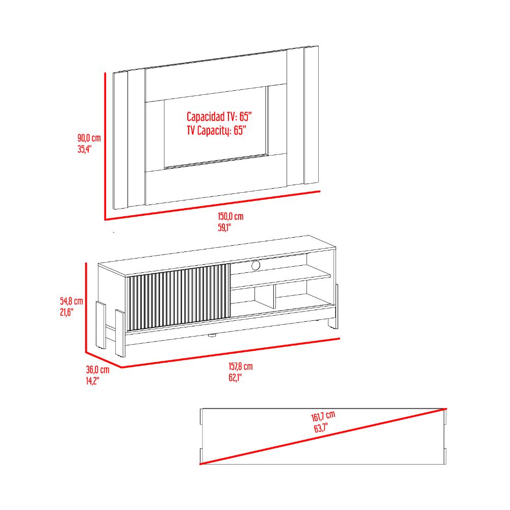 Mesa Para Tv Odell, Milan y Roble Natural, Para Televisor desde 50" a 65"
