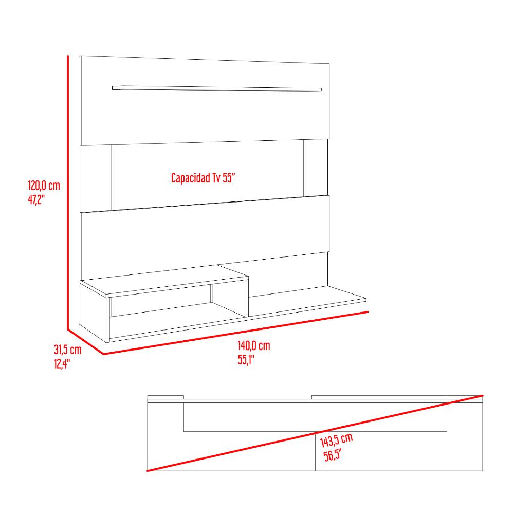 Panel de Tv Beijing, Milan y Wengue, con espacio para tv 55"