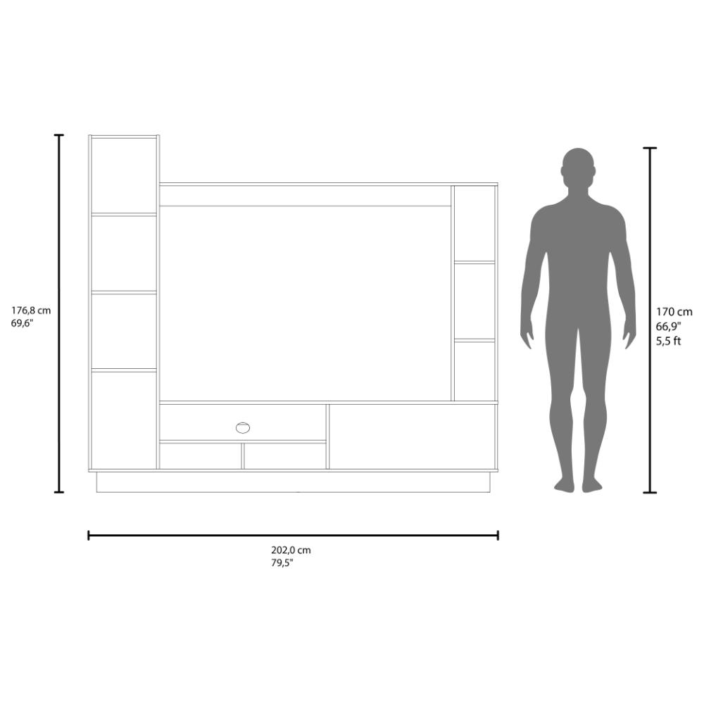 Estante Tv 60" Dos Puertas, Beige Y Negro
