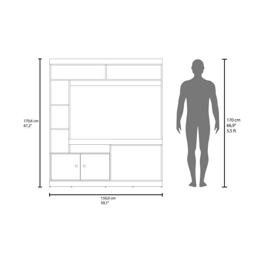 Estante Para Tv Dante, Bardolino y Blanco, con Espacio Para Televisor de 65 Pulgadas