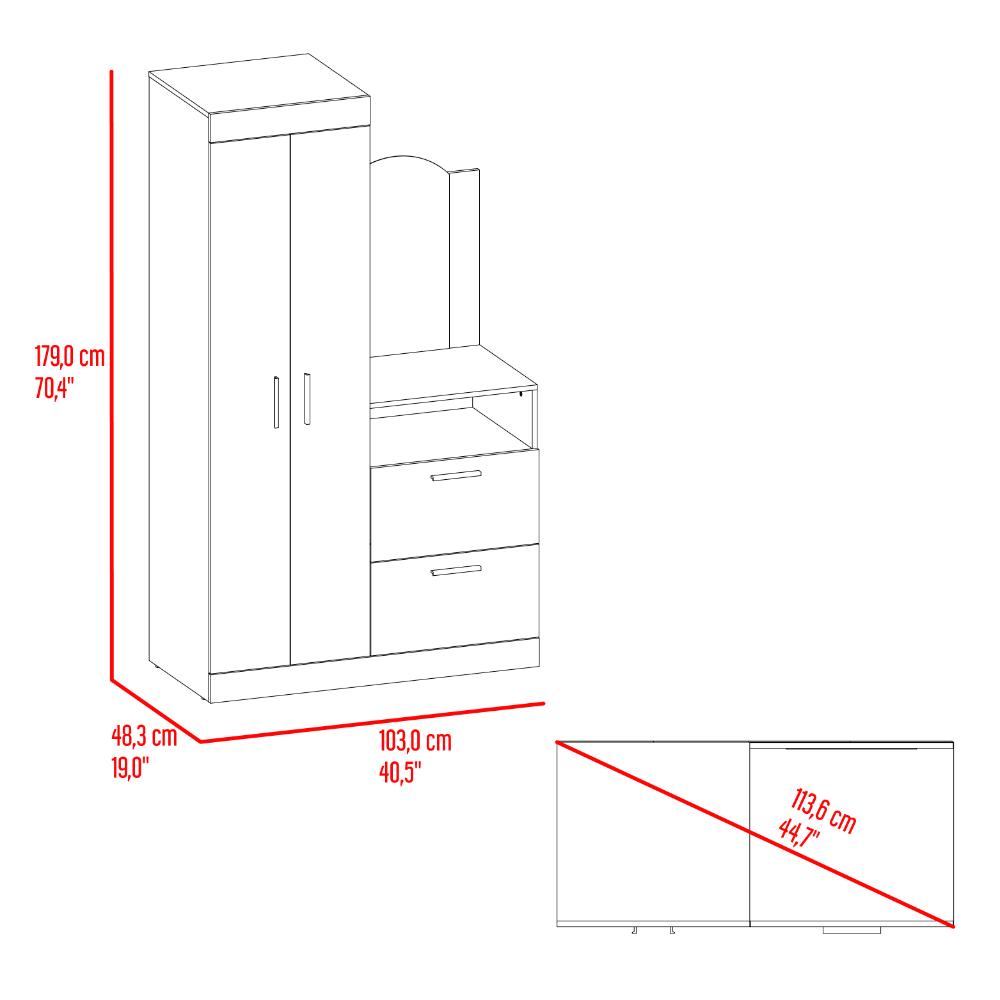 Closet Comoda Praga Tres Puertas Un Cajon, Wengue, con diseño moderno incluye Espejo
