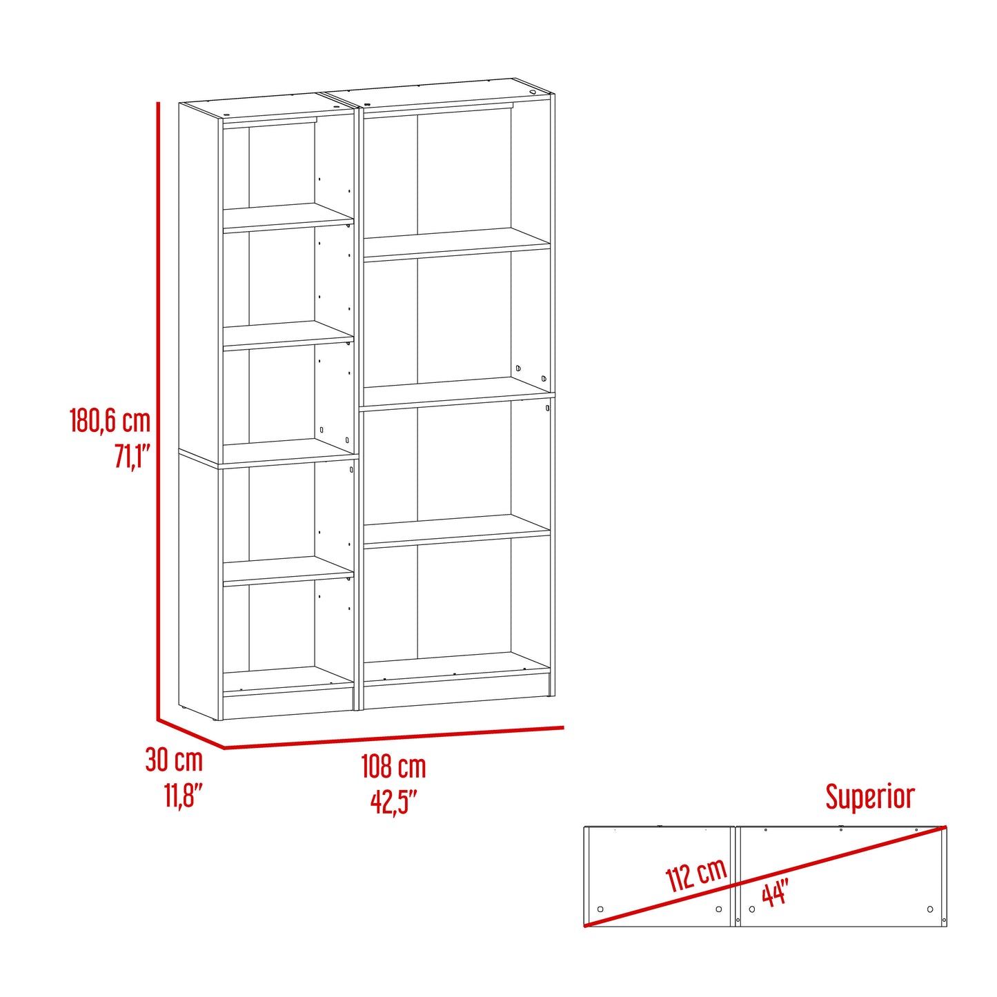 Combo Home, Estante Colección 2, Wengue, con dos estantes