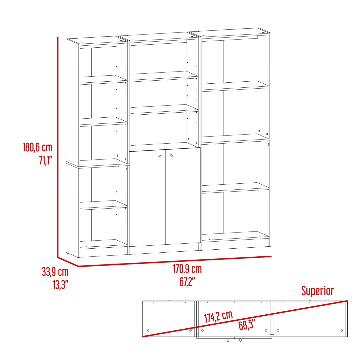 Combo Home, Estante Colección 8, Blanco, con tres estantes