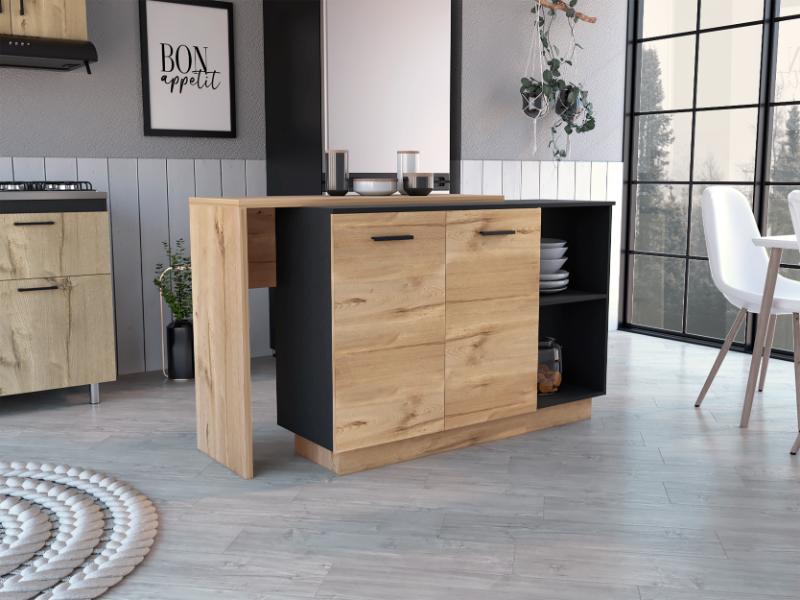 Isla de Cocina Sicilia, Duna y Wengue, con Dos Puertas Batientes