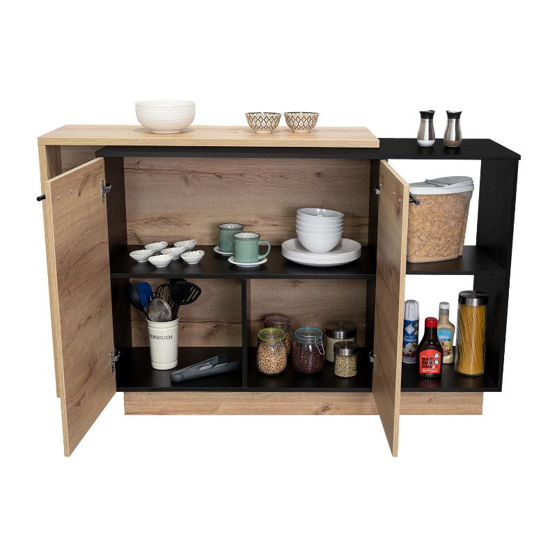 Isla de Cocina Sicilia, Duna y Wengue, con Dos Puertas Batientes