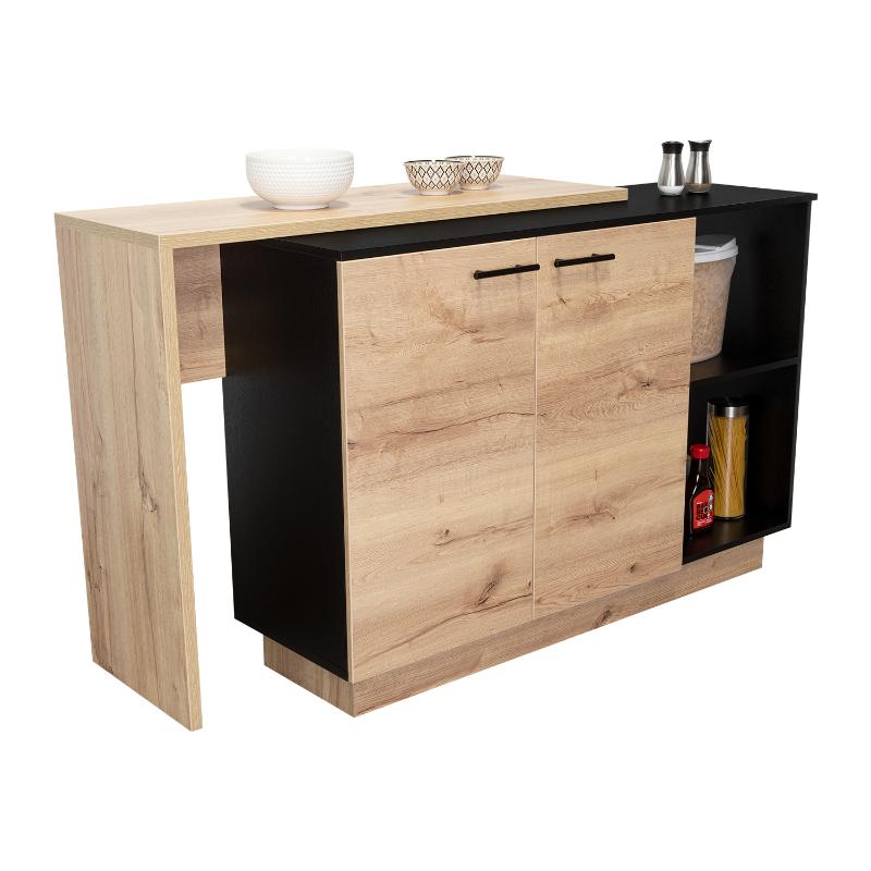 Isla de Cocina Sicilia, Duna y Wengue, con Dos Puertas Batientes