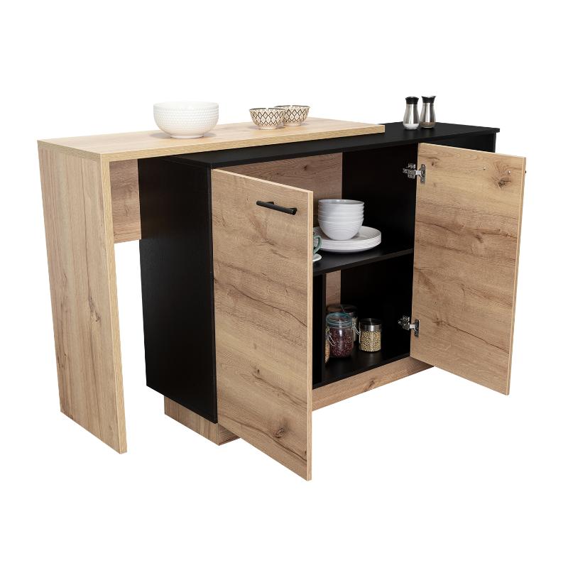 Isla de Cocina Sicilia, Duna y Wengue, con Dos Puertas Batientes