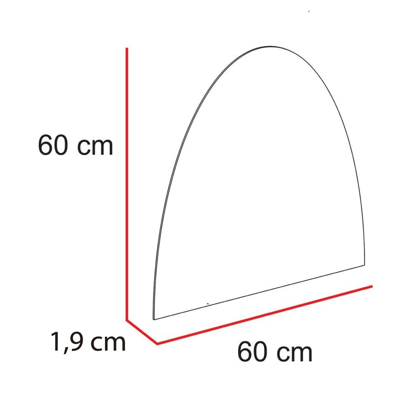 Espejo Sorano, con forma semicírculo
