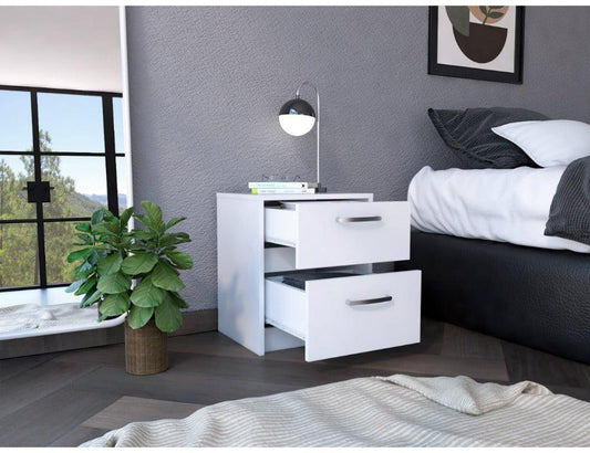 Velador Argento, Blanco, con Dos Cajones Deslizables