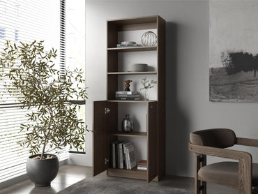 Biblioteca Home, Milan y Blanco Duqueza, con Cinco Entrepaños y Dos Puertas Abatibles