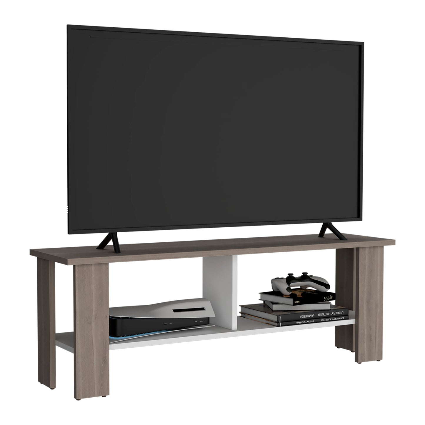 Rack Tv, Bardolino Y Blanco, Con Capacidad Para Televisor De 50 Pulgadas