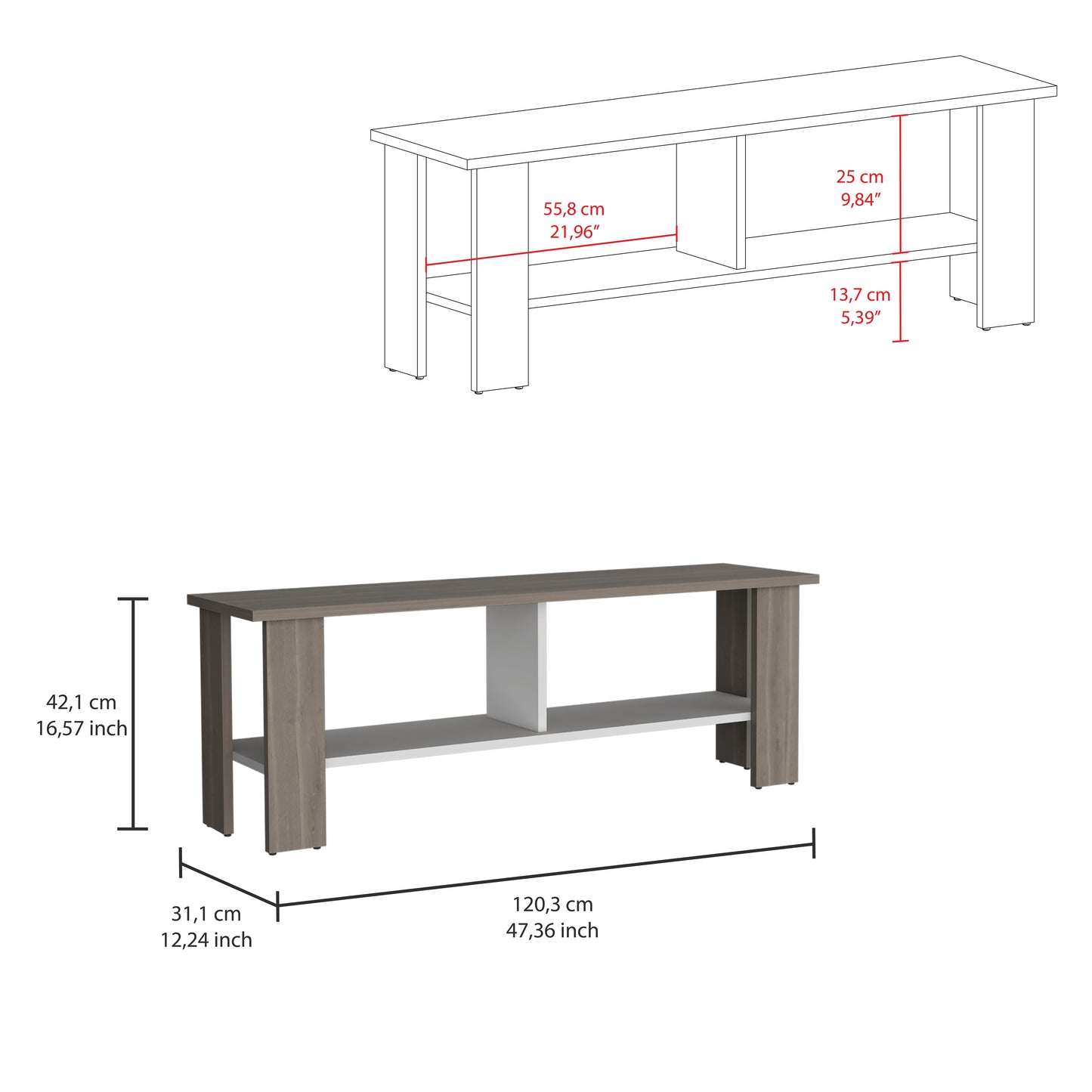 Rack Tv, Bardolino Y Blanco, Con Capacidad Para Televisor De 50 Pulgadas