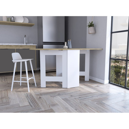 Mesa Plegable Fm 001B, Blanco Y Café Claro
