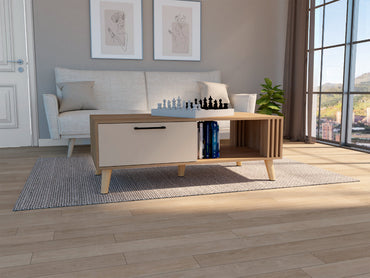 Mesa De Centro Una Puerta FM 025C, Café Claro