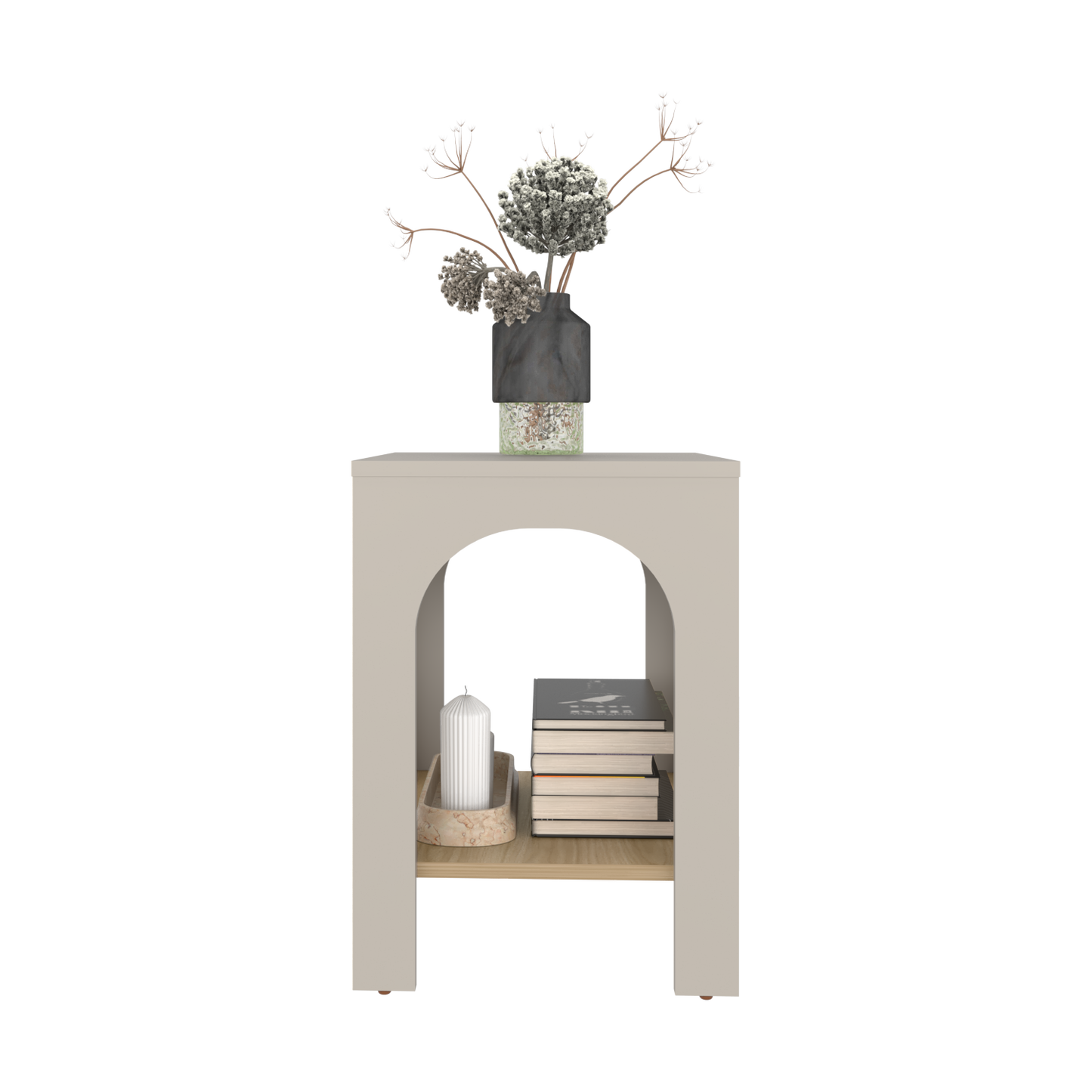 Mesa Lateral, Beige Y Café Claro
