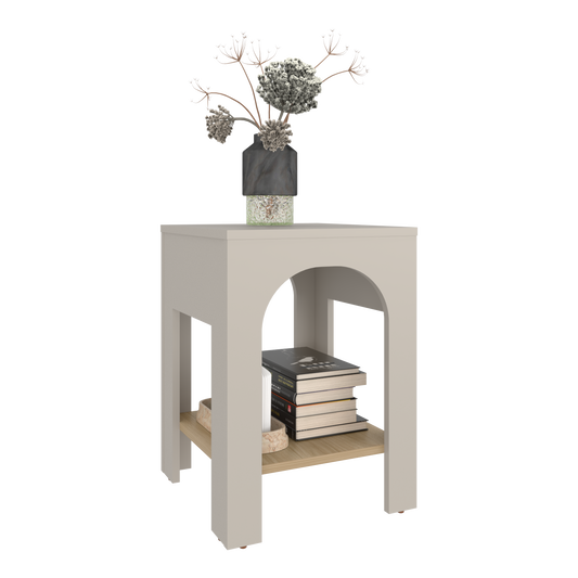 Mesa Lateral, Beige Y Café Claro