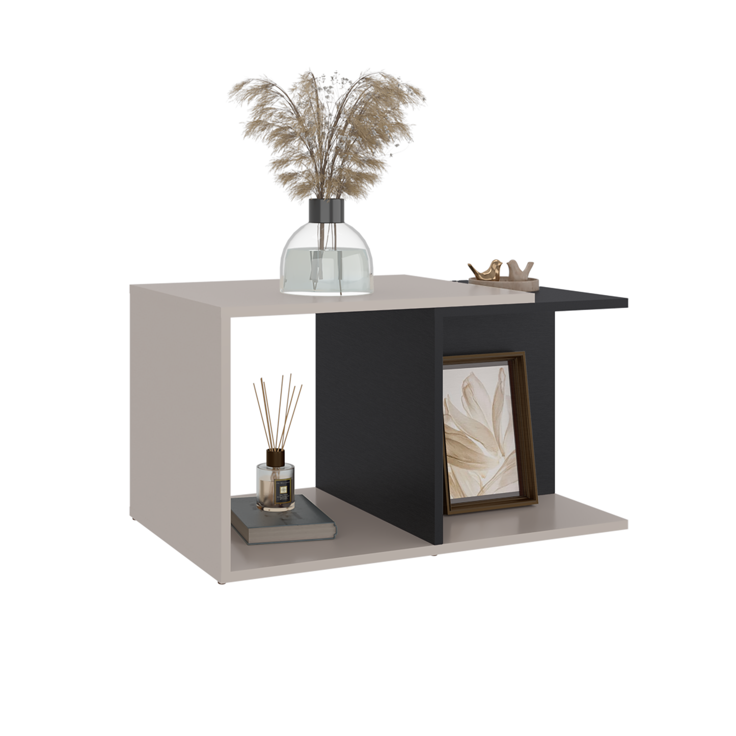 Mesa de Centro Cuera, Capri y Wengue, cuanta con espacio para ubicar objetos decorativos
