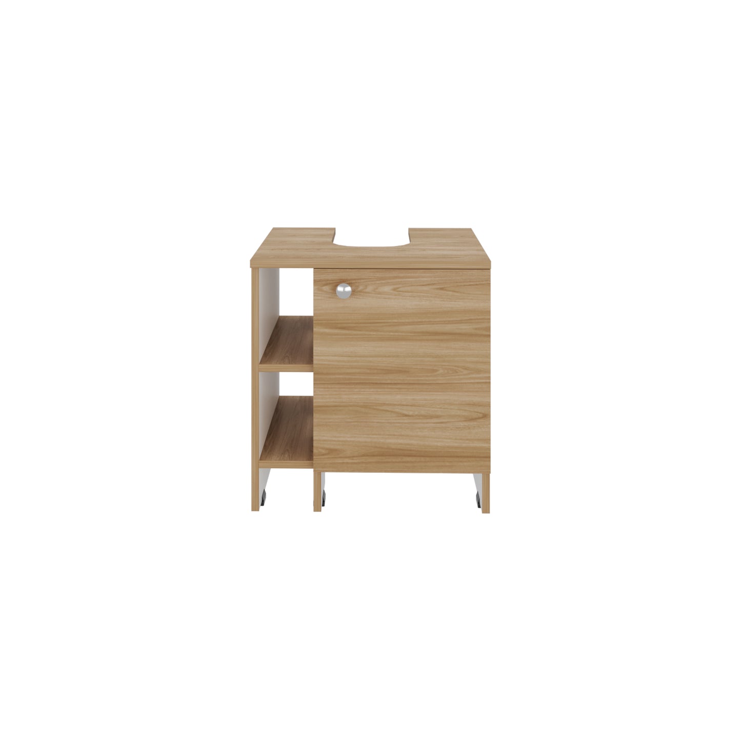 Mueble Basic Para Baño Una Puerta, Color Fresno Y Blanco