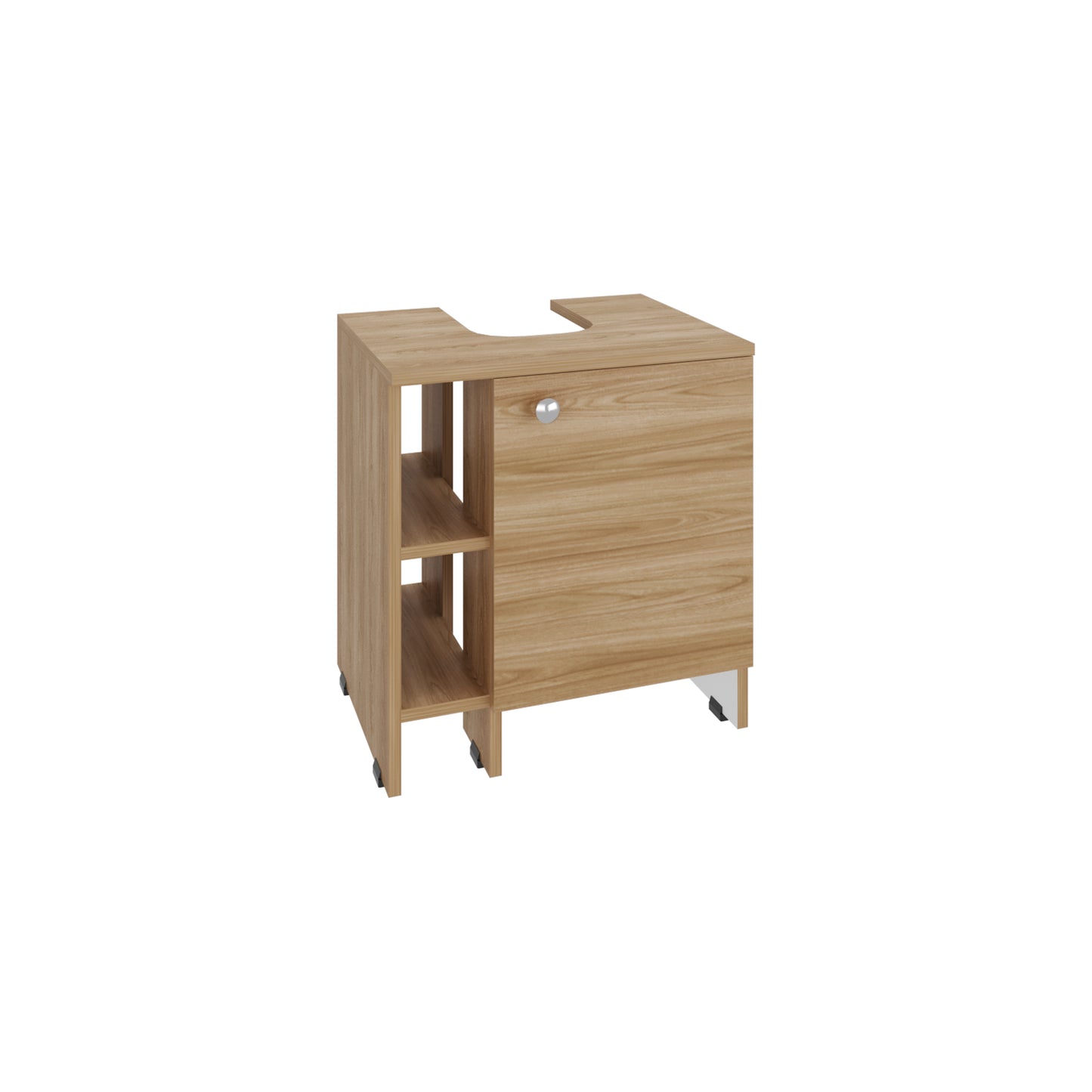 Mueble Basic Para Baño Una Puerta, Color Fresno Y Blanco