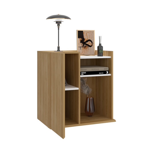 Mesa de Noche Cairo, Fresno Europeo y Blancco Duqueza, con una puerta lateral