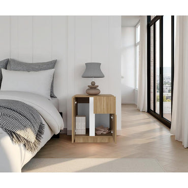 Mesa de Noche Carmi, Fresno Europeo y Blancco Duqueza