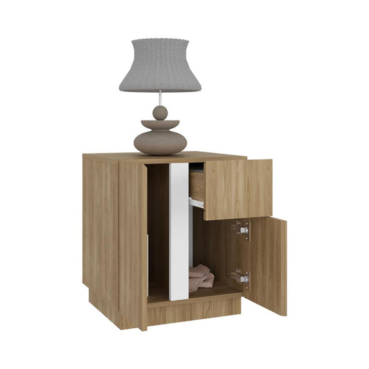 Mesa de Noche Carmi, Fresno Europeo y Blancco Duqueza