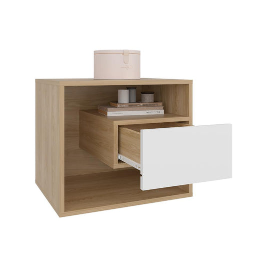 Mesa de Noche Budi, Fresno Europeo y Blancco Duqueza