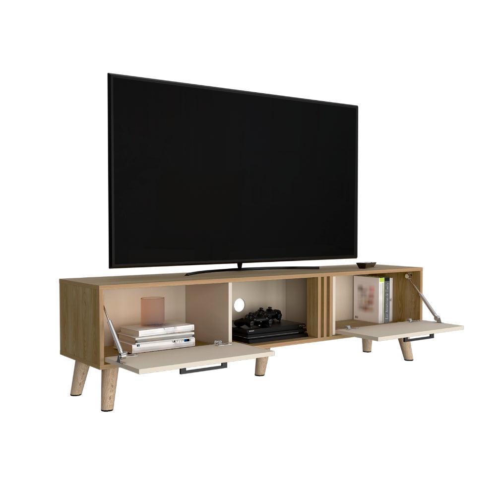 Rack Tv 65" Vance Dos Puertas, Color Fresno Y Capri