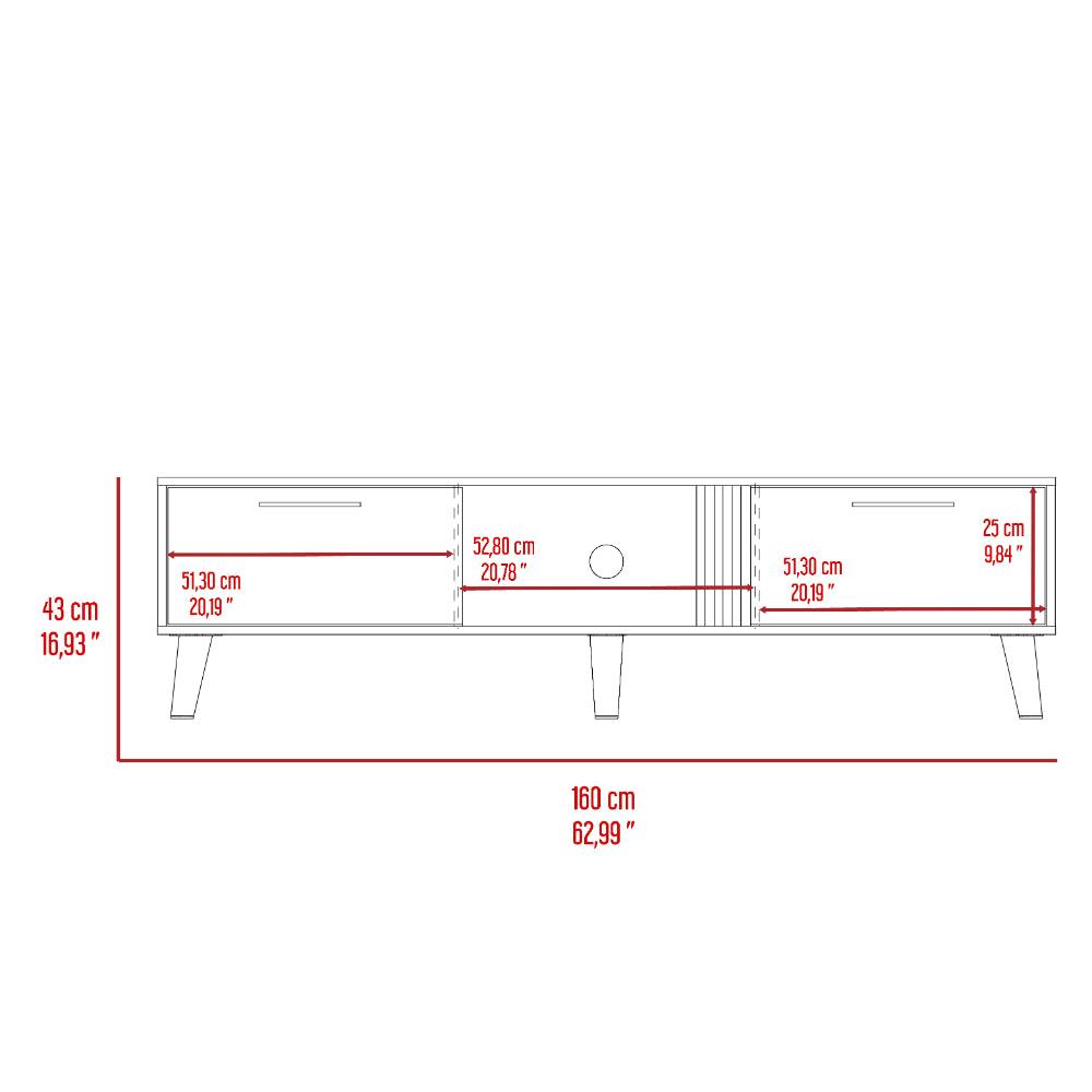 Rack Tv 65" Dos Puertas, Cafe Claro Y Beige
