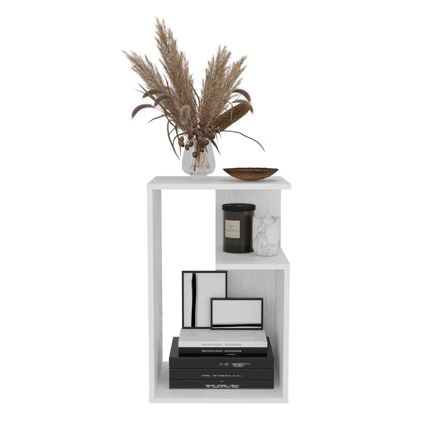 Mesa Lateral Funcional Everett, Color Blanco