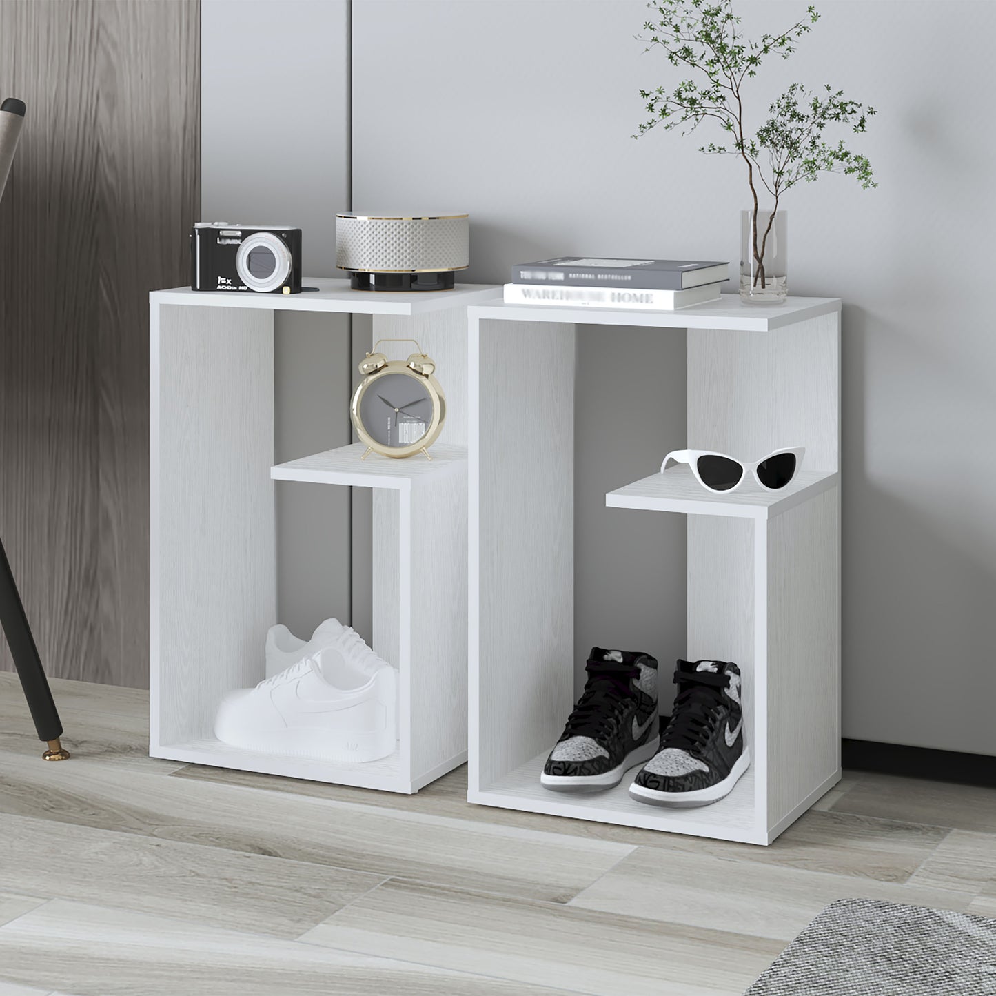 Mesa Lateral Funcional Everett, Color Blanco