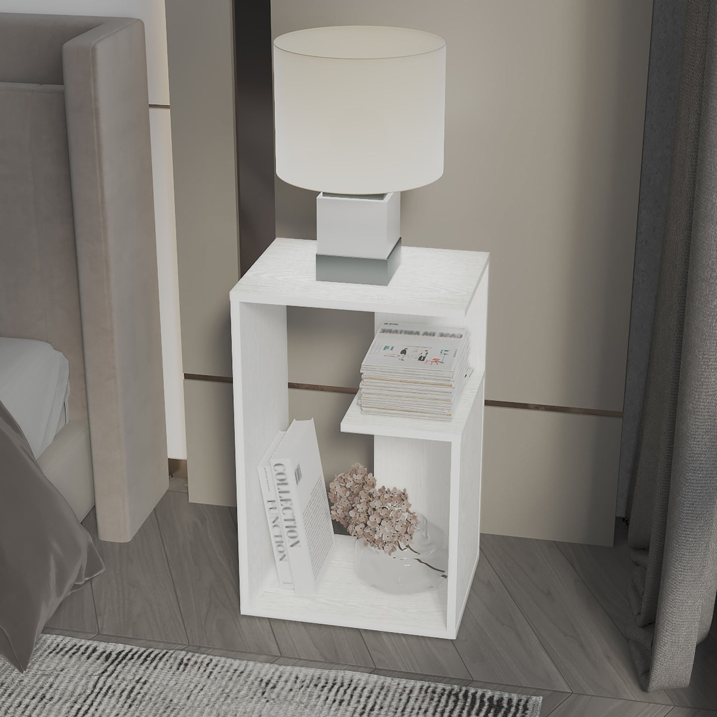 Mesa Lateral Funcional Everett, Color Blanco